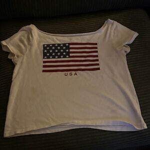 Aeropostale White USA Flag Tee